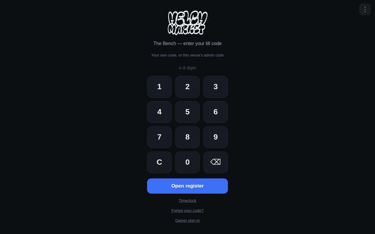 The till's real code-entry keypad